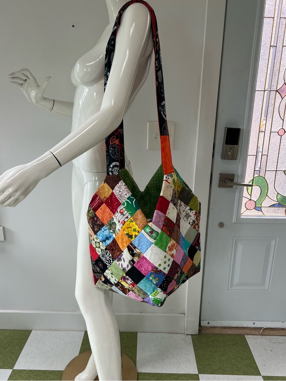 Handmade   Quilted patchwork Mondo Bag vacation ,beach Baby Bag